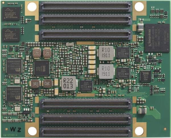 Andromeda XZU90 — Bottom view (four board-to-board connectors)