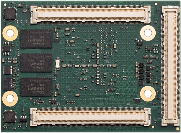 Mercury+ XU1 — Bottom view (three board-to-board connectors)