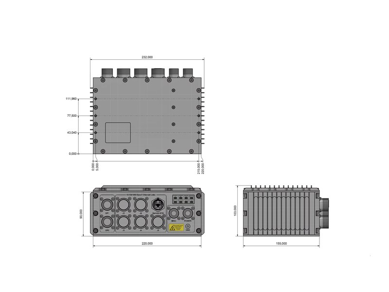 MIL-SSR / MIL-10SSR — L2/L3 secure switch router — Kích thước: 220 x 155 x 98 mm