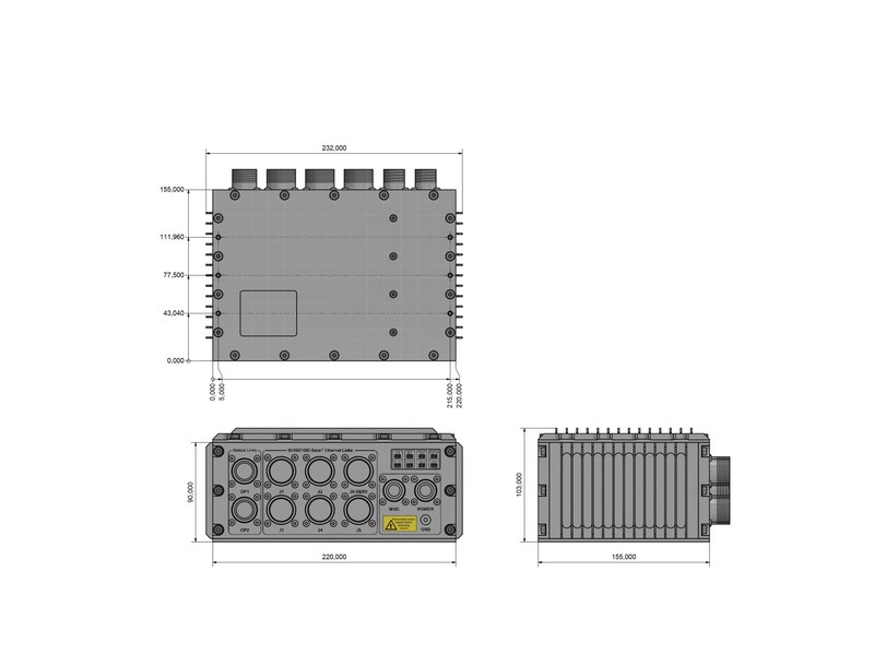 MIL-TSN / MIL-10TSN — military TSN switch — Dimensions: 220 x 155 x 98 mm