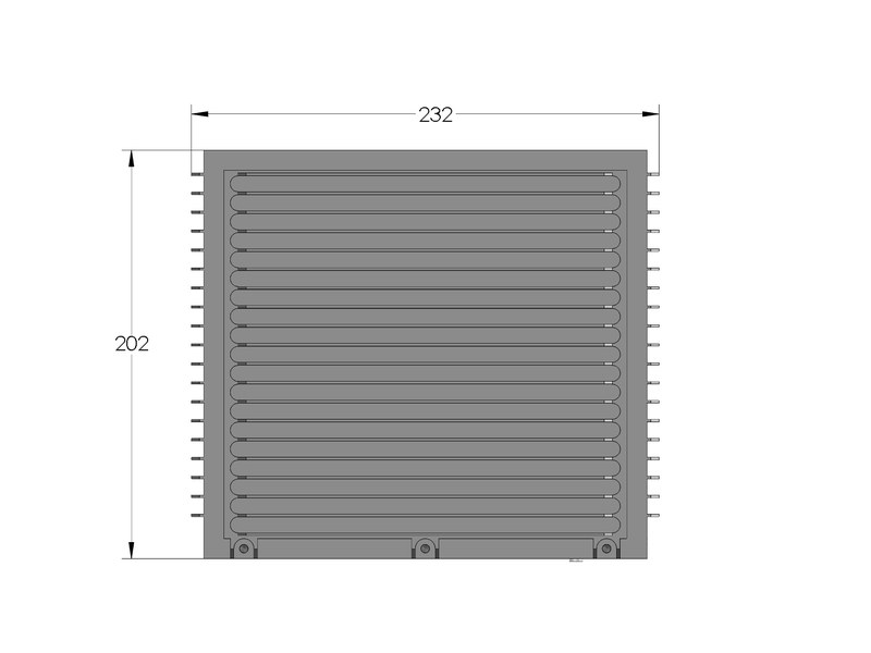 RELY-10TSN20 — 20-port 1G/10G TSN switch — Dimensions: top (232 x 202 mm)
