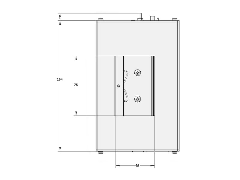 RELY-TSN-REC — Time-Sensitive Networking traffic recorder — Dimensions: side (164 mm)