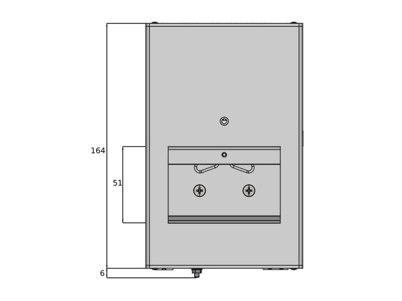 RELY-TSN4 — 4-port 1G TSN switch — Dimensions: side (164 mm)