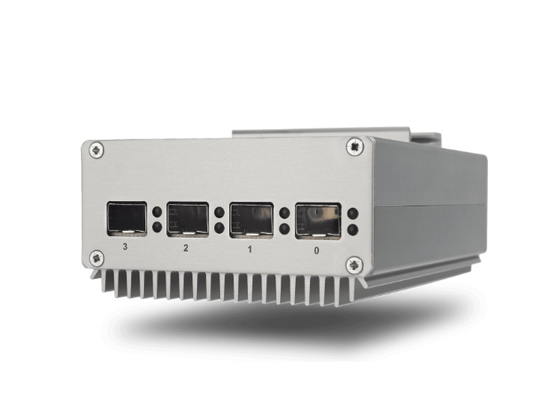 RELY-TSN4 — 4-port 1G TSN switch — Exterior (SFP ports 0-3)